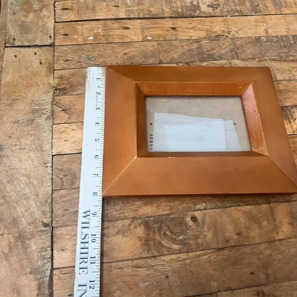 Honey Brown Wood Picture Frame Holds 4 x 5 Photos Thick Borders